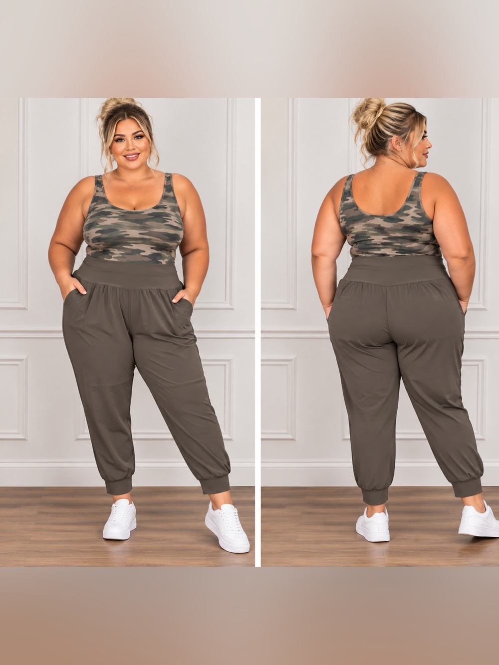 Active USA Olive Green Jogger Pants for Women